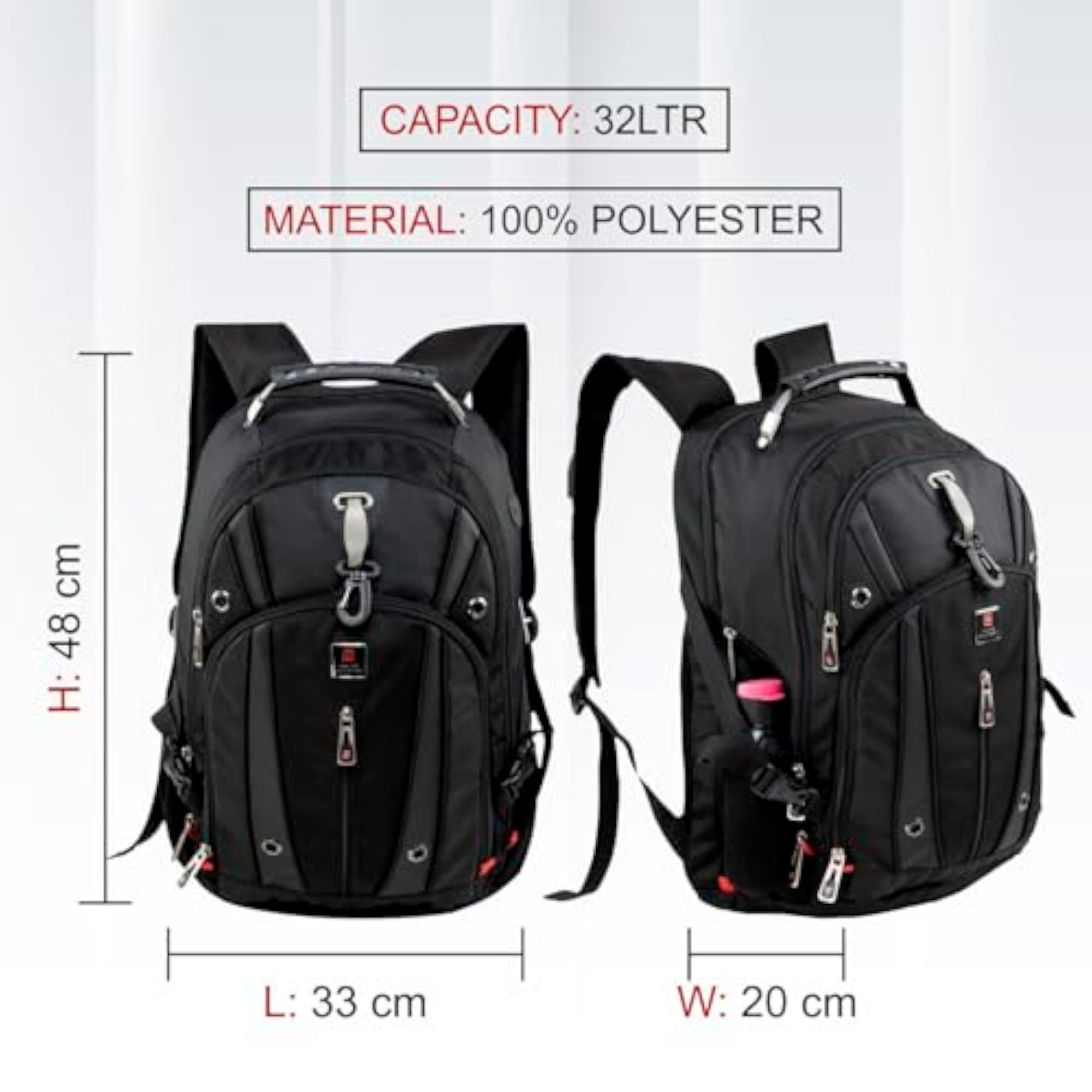 Laptop Backpack with USB Charging Port, Water-Resistant